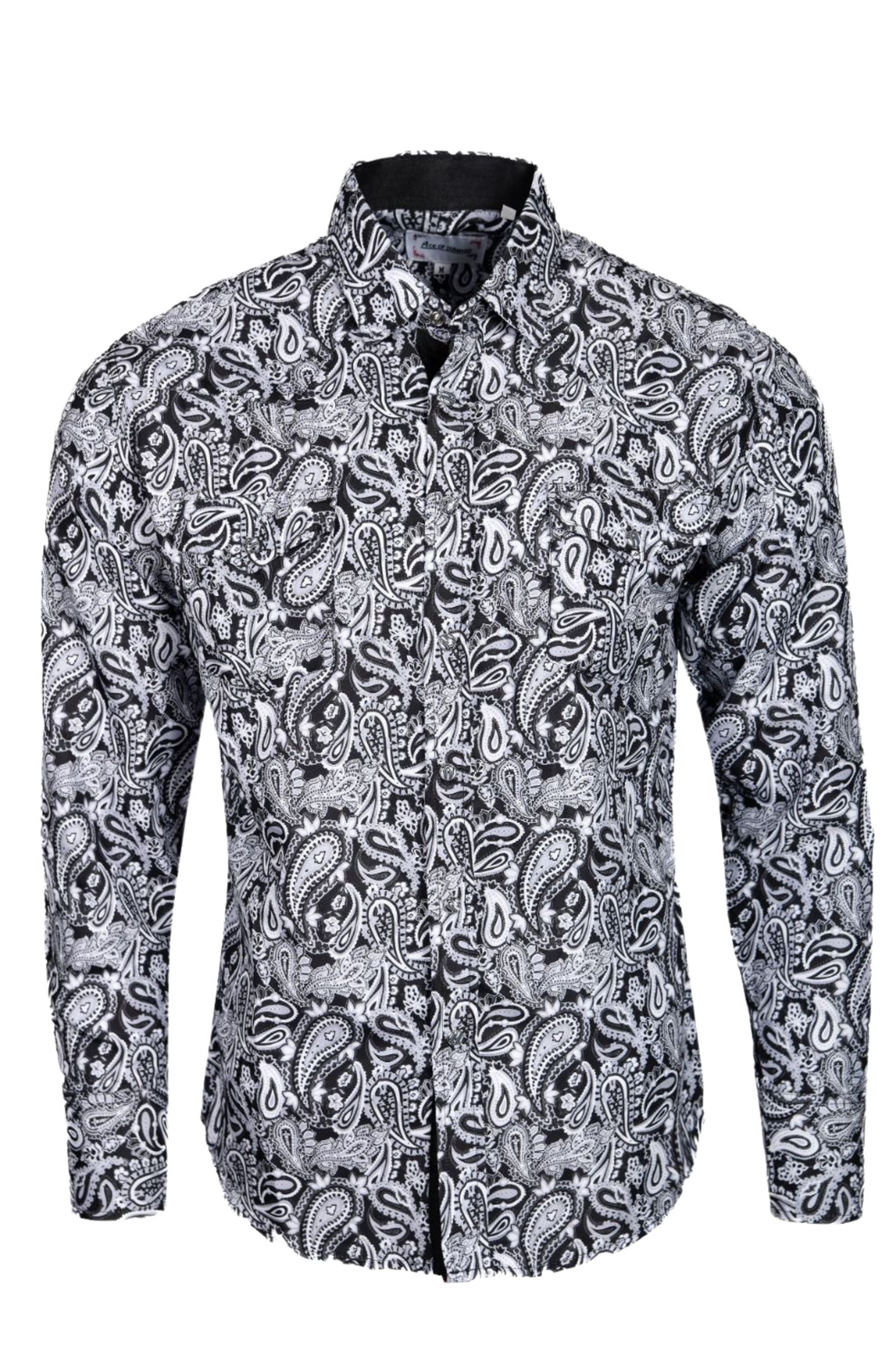 BUCKEROO SHIRTS: BLACK/WHITE PAISLEY