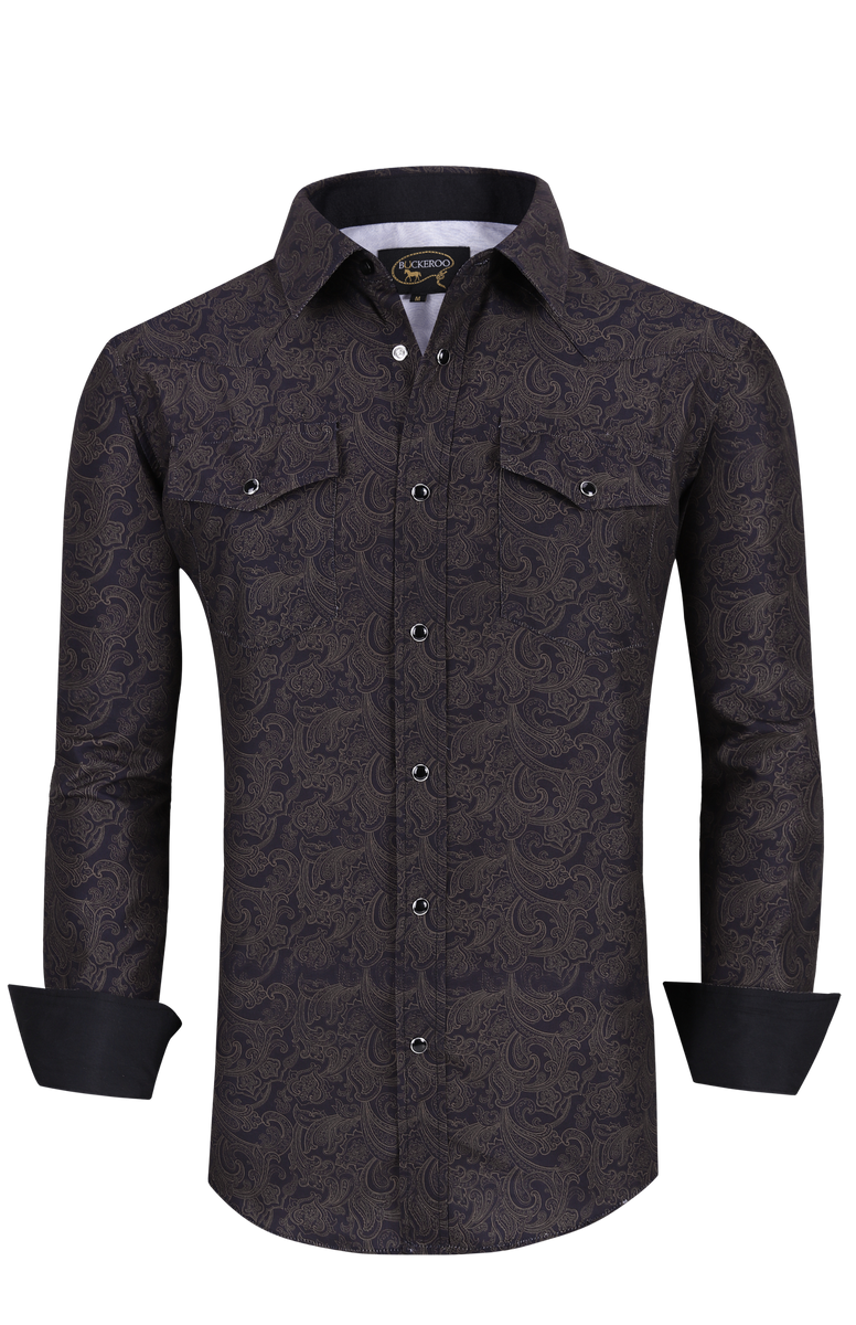 BUCKEROO SHIRTS: BLACK/BROWN PAISLEY – Buckeroo Shirts