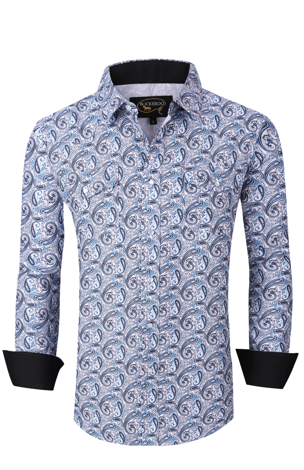 BUCKEROO SHIRTS: LIGHT BLUE/WHITE PAISLEY