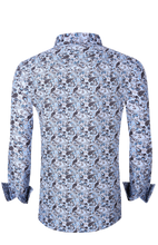 Load image into Gallery viewer, BUCKEROO SHIRTS: LIGHT BLUE/BLACK PAISLEY
