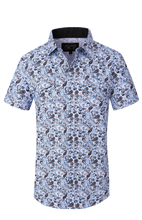 Load image into Gallery viewer, BUCKEROO SHIRTS: LIGHT BLUE/BLACK PAISLEY SHORT SLEEVE
