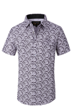 Load image into Gallery viewer, BUCKEROO SHIRTS: WHITE/BLACK PAISLEY SHORT SLEEVE
