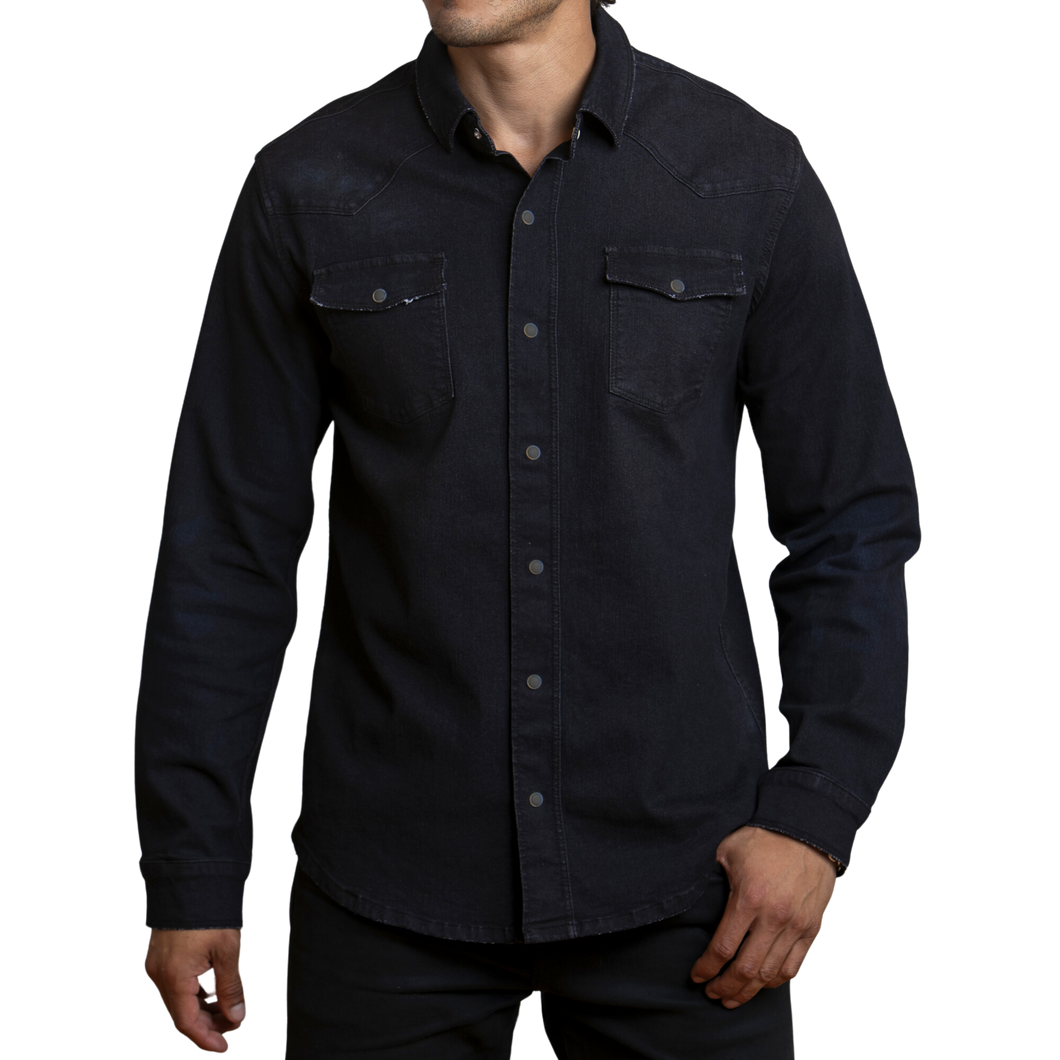 BUCKEROO SHIRTS: SLIM FIT BLACK DENIM