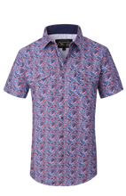 Load image into Gallery viewer, BUCKEROO SHIRTS: NAVY/BURGUNDY RED PAISLEY SHORT SLEEVE
