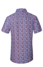 Load image into Gallery viewer, BUCKEROO SHIRTS: NAVY/BURGUNDY RED PAISLEY SHORT SLEEVE
