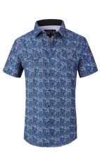 Load image into Gallery viewer, BUCKEROO SHIRTS: BLUE/KHAKI PAISLEY SHORT SLEEVE
