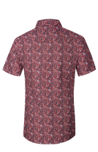 Load image into Gallery viewer, BUCKEROO SHIRTS: BURGUNDY RED/BLACK PAISLEY SHORT SLEEVE
