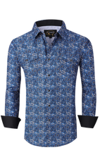 Load image into Gallery viewer, BUCKEROO SHIRTS: BLUE/KHAKI PAISLEY
