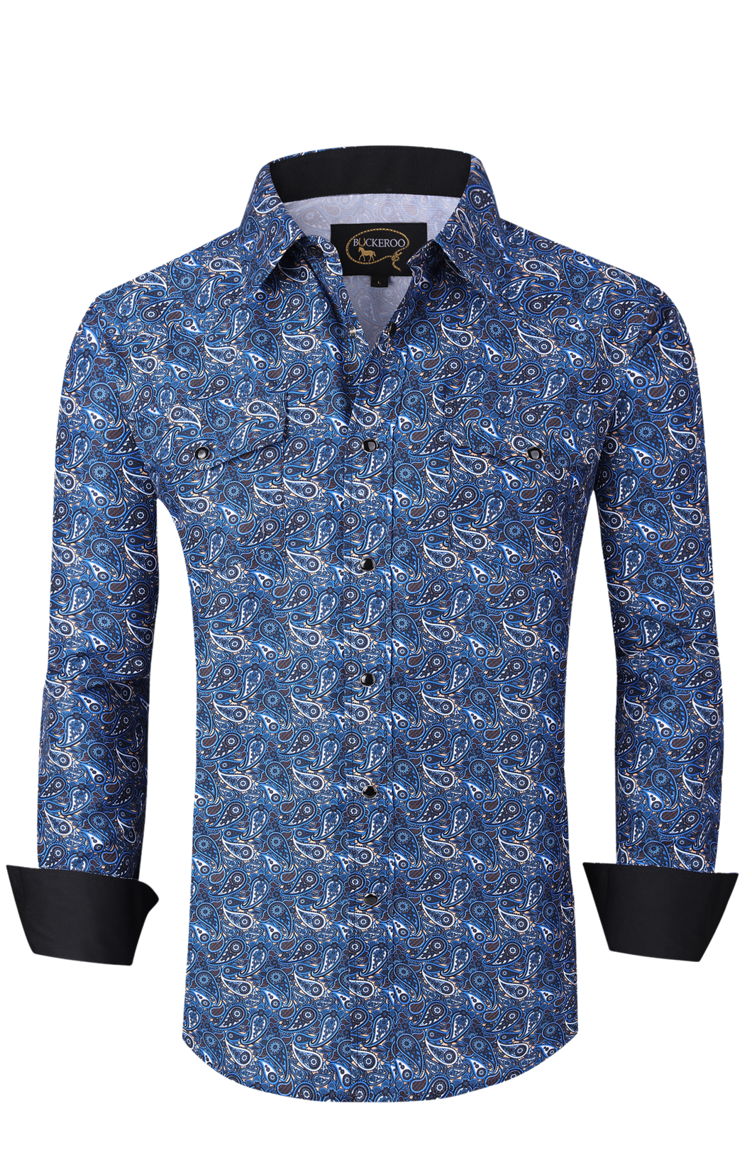 BUCKEROO SHIRTS: BLUE/KHAKI PAISLEY