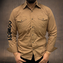 Load image into Gallery viewer, BUCKEROO SHIRTS: BROWN BLACK COWBOY PEARL SNAP
