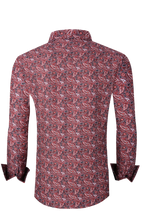 Load image into Gallery viewer, BUCKEROO SHIRTS: BURGUNDY RED/BLACK PAISLEY
