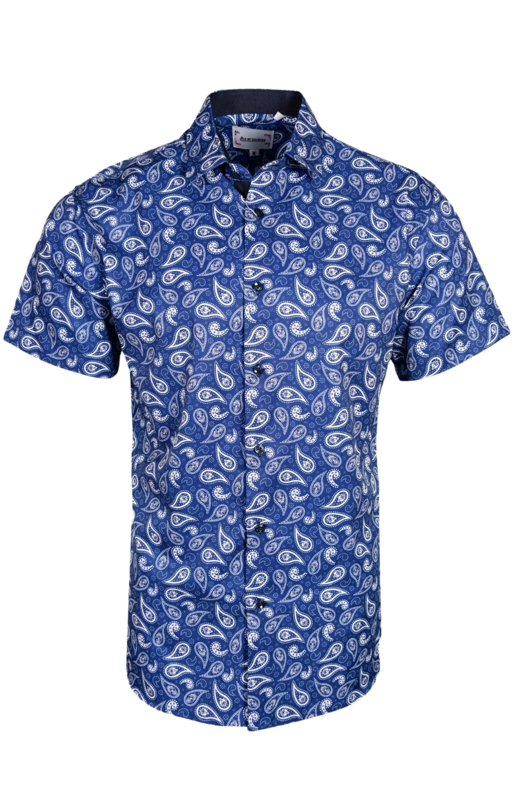 BUCKEROO SHIRTS: BLUE/WHITE PAISLEY SHORT SLEEVE PEARL SNAP