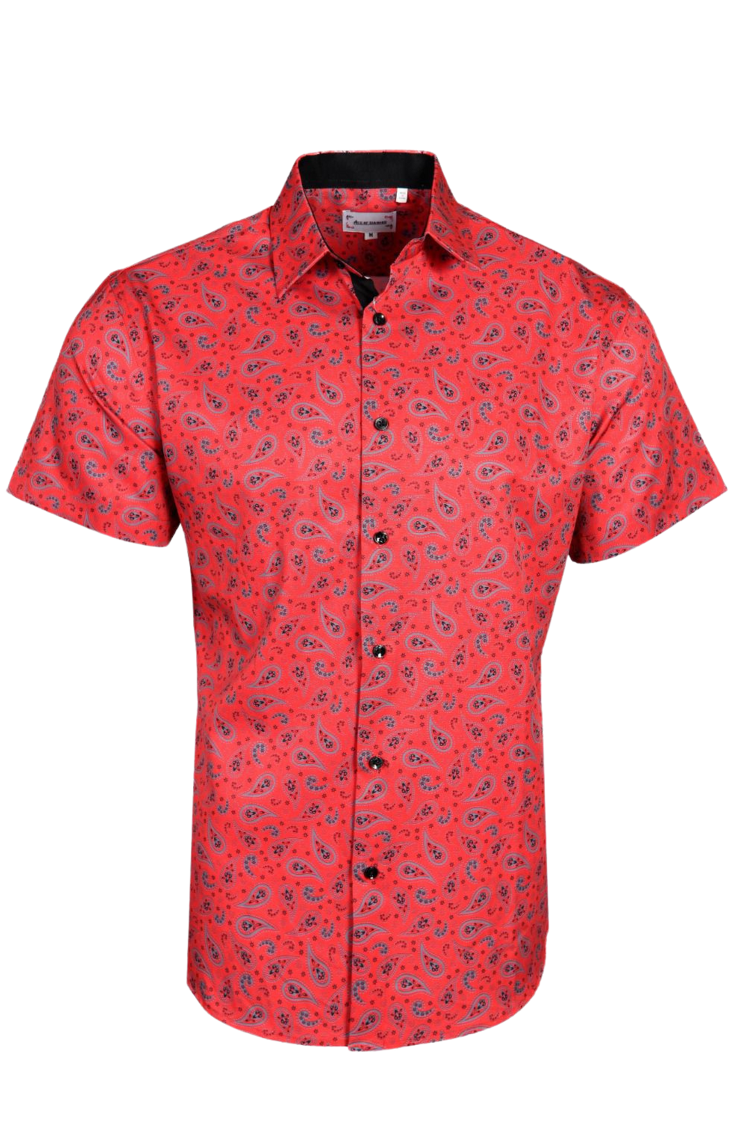 BUCKEROO SHIRTS: RED/BLACK PAISLEY SHORT SLEEVE PEARL SNAP