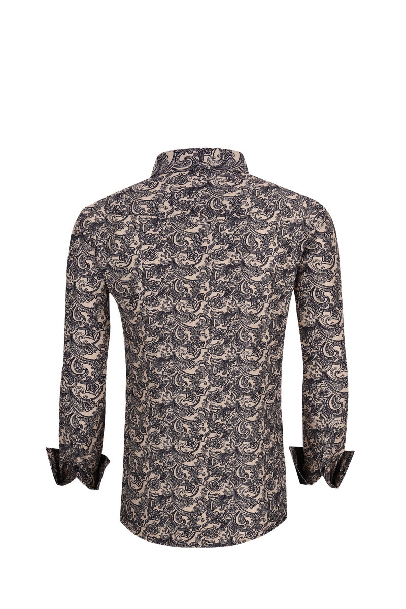 BUCKEROO SHIRTS: KHAKI/BLACK PAISLEY – Buckeroo Shirts