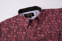 Load image into Gallery viewer, BUCKEROO SHIRTS: BURGUNDY RED/BLACK PAISLEY
