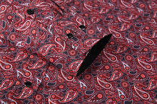 Load image into Gallery viewer, BUCKEROO SHIRTS: BURGUNDY RED/BLACK PAISLEY
