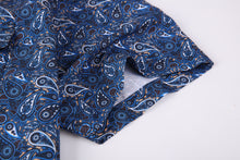 Load image into Gallery viewer, BUCKEROO SHIRTS: BLUE/KHAKI PAISLEY SHORT SLEEVE
