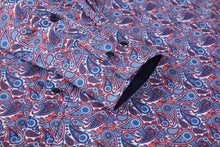 Load image into Gallery viewer, BUCKEROO SHIRTS: NAVY/BURGUNDY RED PAISLEY
