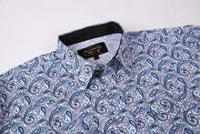 Load image into Gallery viewer, BUCKEROO SHIRTS: LIGHT BLUE/WHITE PAISLEY SHORT SLEEVE
